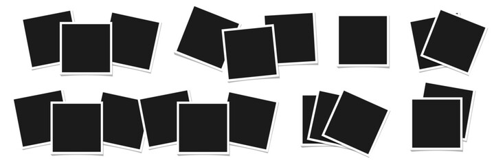 set of combination of polaroid photos. empty photo mockup template - obrazy, fototapety, plakaty