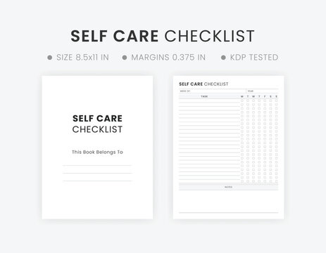 Printable Daily Self-care Checklist Template, Best Weekly Self Care Routine Letter