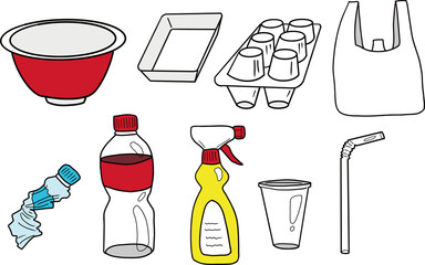 プラスチックごみのイラスト