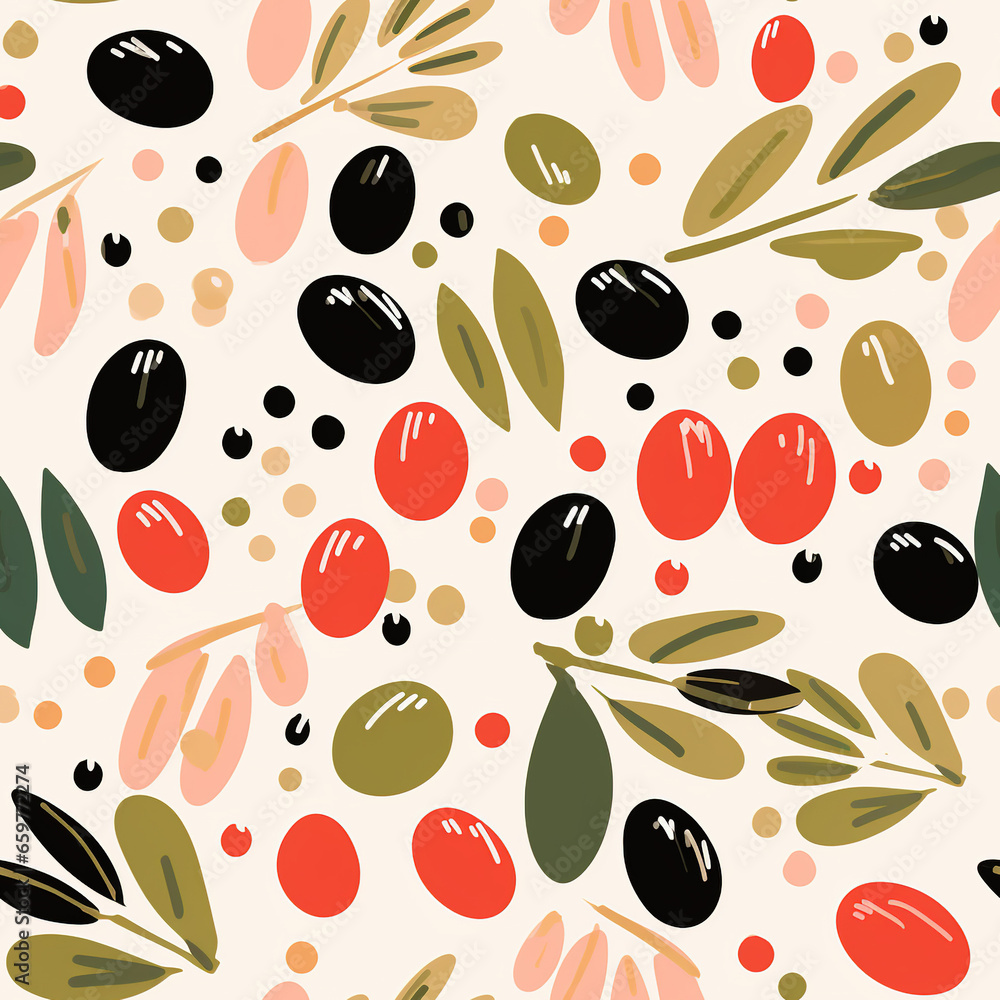 Poster olives pattern minimal digital paper clip art seamless patterns background