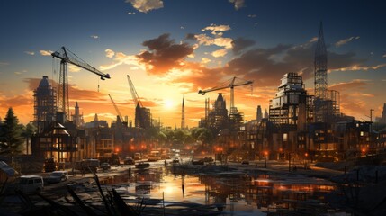 Captivating Cityscapes: A Dazzling Journey Through London's Riverside, Embracing Serene Reflections and Vibrant Evening Lights, generative AI