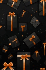 Black Friday and Christmas gift sale boxes background Generative AI