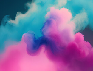 Color paint smoke splashes. Flows of magic dust with glitter particles and sparkles. Vector realistic set of flowing color clouds of fog or steam with shimmer isolated on black background