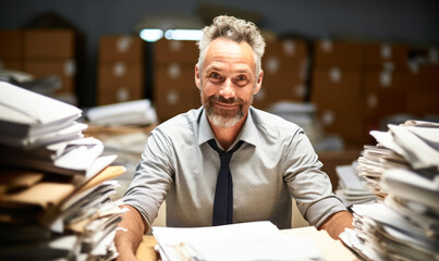 Organizing the Intangible: Document Management Specialist at Work - obrazy, fototapety, plakaty