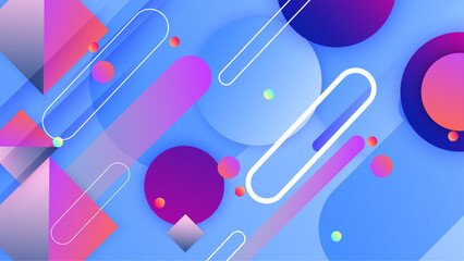 Colorful colourful geometric gradient background. Abstract composition with shapes