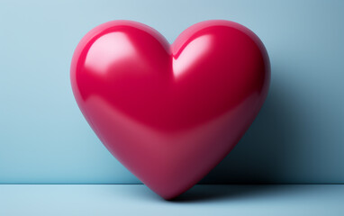 Pink heart on blue background