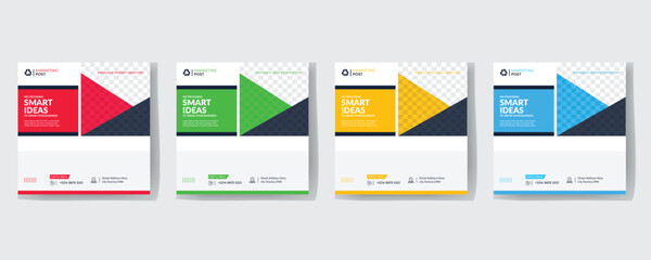 Modern Creative Corporate Business marketing agency promotion social media post template. Editable square banner design with place for the photo