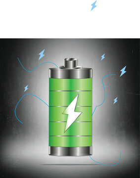 Battery Symbol with Full Charge Vector Illustration