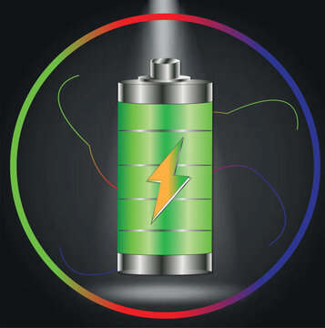 Battery Symbol with Full Charge Vector Illustration