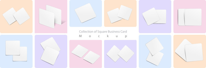 collection of square card mockup. blank cards isolated on background