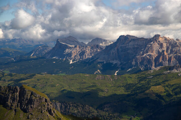 Fototapeta premium Tofane mountains seen from Marmolada, Dolomites, Italy.