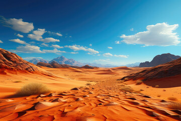 Naklejka premium Ethereal Desert Dreams: Clear Skies, Infinite Views