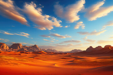 Fototapeta na wymiar Desert Serenity: Clear Skies and Boundless Horizons