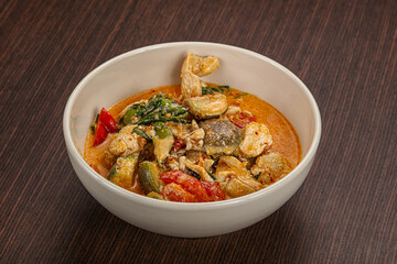 Thai red spicy curry with chicken