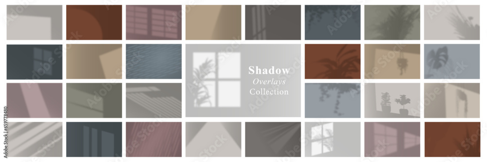 Poster set of shadow from window on wall background. copy space for product display or text