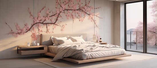 illustration of a bed in a bedroom s interior