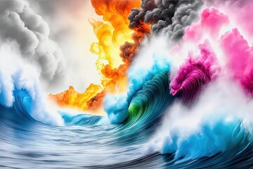Abstract colourful sea, AI generated
