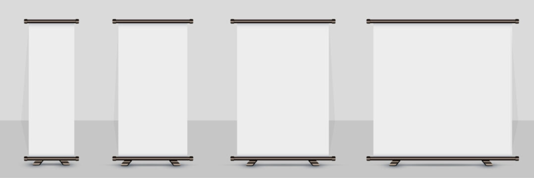 empty roll up banner. 1x4, 2x4, 3x4, 4x4 Standee banner Design. vector illustration