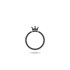 Crown circle icon with shadow