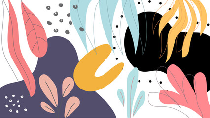 Vector hand drawn abstract doodle organic colorful background
