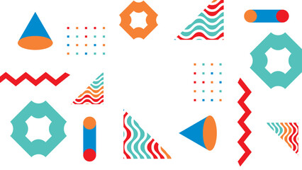Colorful colourful modern vector abstract creative flat memphis geometric shapes background