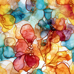 Seamless abstract watercolor decorative ink shapes background