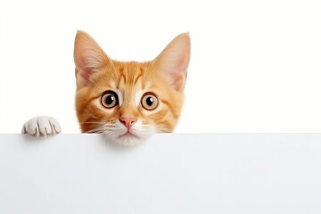 Playful Kitten Posing Against White Background