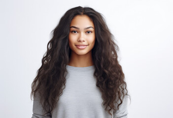 Obraz premium Portrait of a pretty young woman on a white background