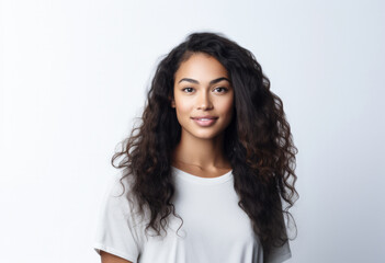 Portrait of a pretty young woman on a white background