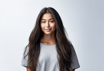 Obraz premium Portrait of a pretty young woman on a white background