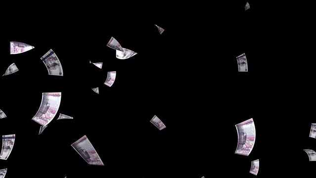 GBP money banknotes falling down. British Pounds bills falling. Vertical video