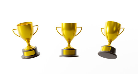 gold trophy cup isolated on white background.