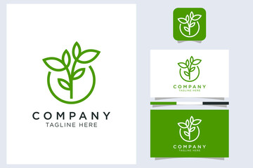modern simple green leaf design logo