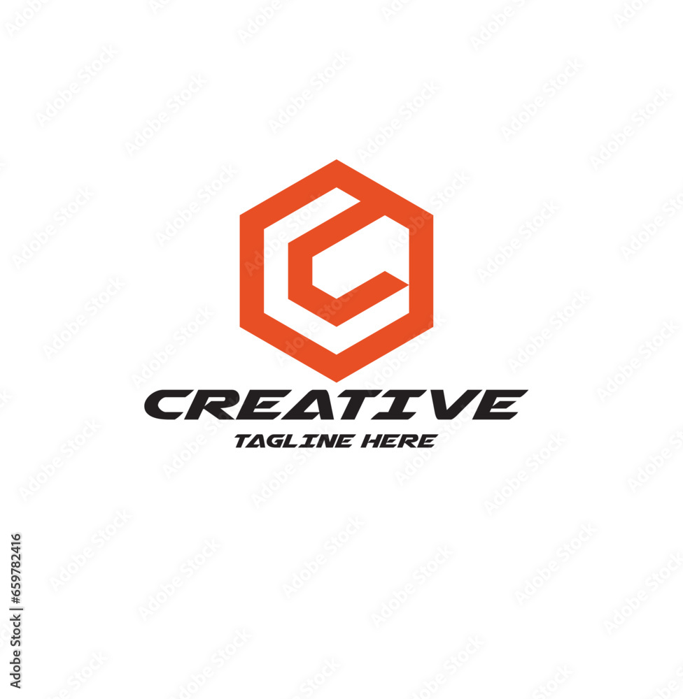 Fototapete Modern and Minimal layered letter C logo, simple initial C monogram logo vector template