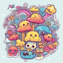 Fototapeta premium Kawaii Psychedelic Wonderland
