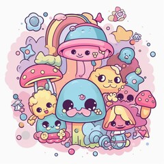 Fototapeta premium Kawaii Psychedelic Wonderland