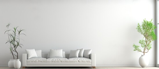illustrated interior in a room with a white color scheme - obrazy, fototapety, plakaty