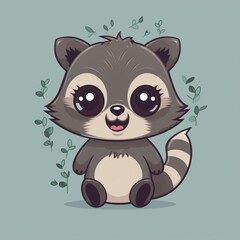 Kawaii Raccoon Illustration
