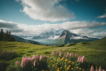 free photos Mountains wallpaper with sunrise AI generated images