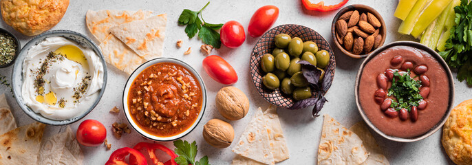 Arabic breakfast or mezze food