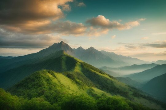 free photos Mountains wallpaper with sunrise AI generated images