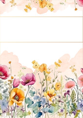 Colorful colourful modern background watercolor invitation with floral and flower