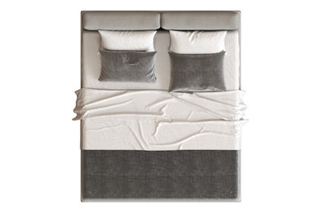 bed isolate on a transparent background, interior furniture, 3D illustration, cg render