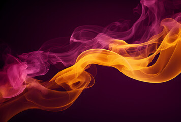 abstract pink and yellow smoke on dark background
