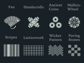 日本の伝統的文様 Bセット / Japanese Patterns, Motifs, Crests Kit-B
