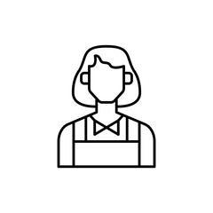 Waitress diversity people icon with black outline style. waitress, woman, service, female, apron, restaurant, happy. Vector Illustration