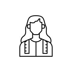 Fashion designer diversity people icon with black outline style. designer, fashion, creative, studio, work, professional, business. Vector Illustration