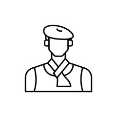 Artist diversity people icon with black outline style. artist, art, painter, drawing, paint, artistic, paintbrush. Vector Illustration