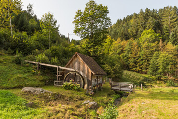 Historic water mill in the Southern Black Forest, Hornberg, Ortenau, Black Forest, Baden-Wuerttemberg, Germany 