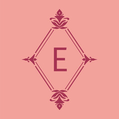 letter E classic beauty vintage initial vector logo frame